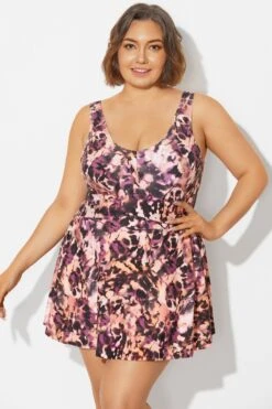 V-Neck Auburn Tie Dye Black Elegant Swimdress -Maraluxe Swimwear Shop b sfsd1911048 5