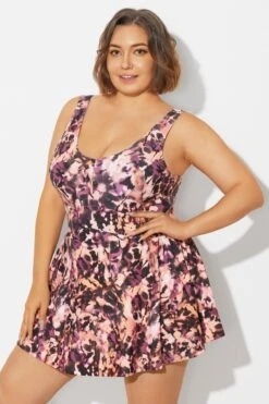 V-Neck Auburn Tie Dye Black Elegant Swimdress -Maraluxe Swimwear Shop b sfsd1911048 6