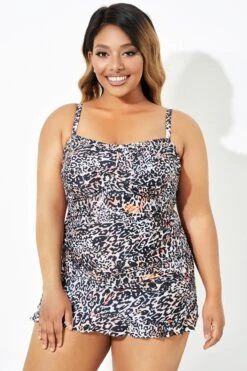 Leopard Twist Front Sweetheart Neckline Ruffle Swimdress 11 Leopard Twist Front Sweetheart Neckline Ruffle Swimdress -Maraluxe Swimwear Shop b sfsd1911053 4