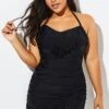 Solid Black Fringe Ruffle Hem Bandeau Swimdress -Maraluxe Swimwear Shop b sfsd1911060 3