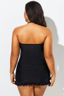 Solid Black Fringe Ruffle Hem Bandeau Swimdress -Maraluxe Swimwear Shop b sfsd1911060 5