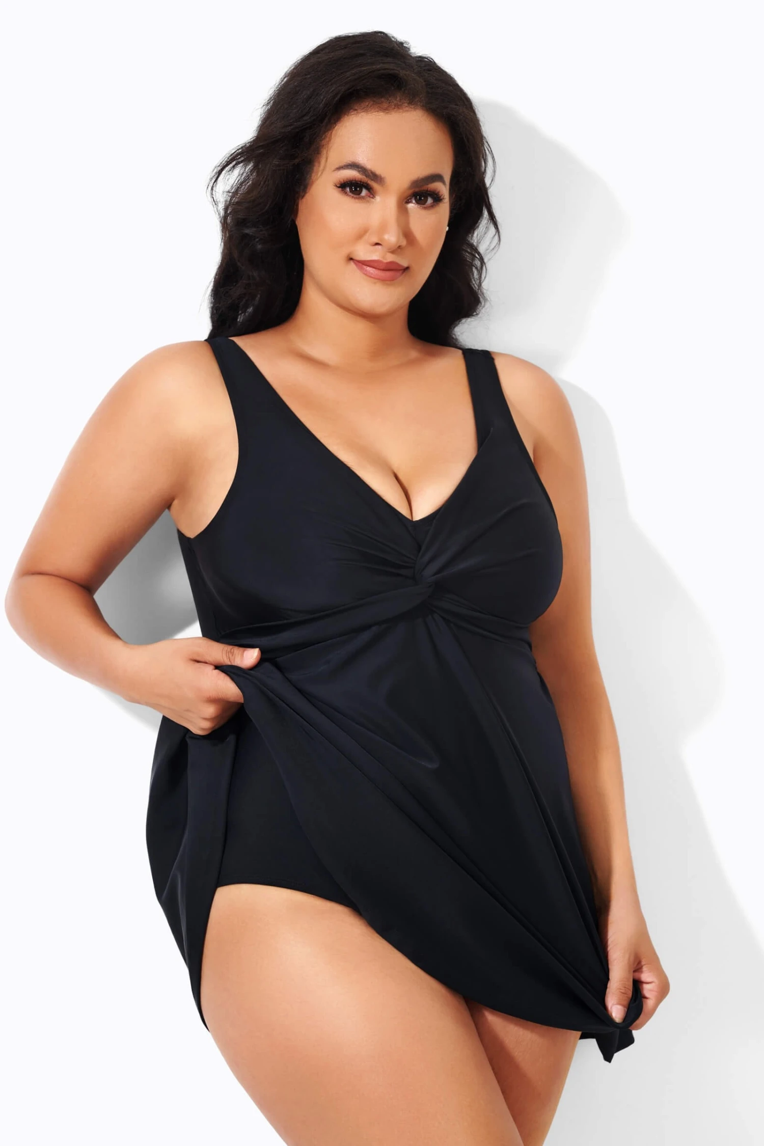 Black Classic White Dot Women Swimdress 4 Black Classic White Dot Women Swimdress - Image 2