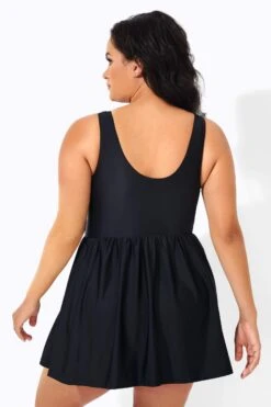 Black Classic White Dot Women Swimdress 8 Black Classic White Dot Women Swimdress -Maraluxe Swimwear Shop b sfsd2003036 3