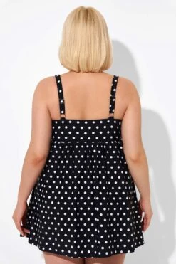 Black Dot Retro Round Neck Wide Strap Swimdress -Maraluxe Swimwear Shop b sfsd2003039 2