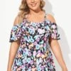 Floral Printed Off-the-Shoulder Flounce Swimdress 2 Floral Printed Off-the-Shoulder Flounce Swimdress -Maraluxe Swimwear Shop b sfsd2003054 1