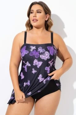 Elegant Ombre Butterfly Print Square Neck Swimdress -Maraluxe Swimwear Shop b sfsd2003133 3