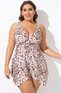 Leopard Retro Wrap Adjustable Wide Strap Swimdress -Maraluxe Swimwear Shop b sfsd2003155 5