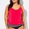 Women Red Loop Strap Blouson Tankini Top -Maraluxe Swimwear Shop b sftan1911017 1