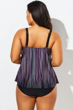 Stripe Flowy Sweetheart Neckline Underwire Tankini Set -Maraluxe Swimwear Shop b sftan1911025 6