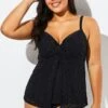 Black Faux Flyaway Flowy Twist Front Tankini Set -Maraluxe Swimwear Shop b sftan1911161 1