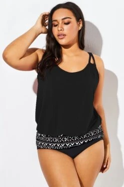Black Scoopneck Tummy Control Tankini Top -Maraluxe Swimwear Shop b sftan1911188t 66