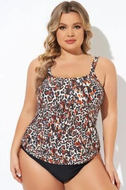 Leopard Print Scoopneck Adjustable StrapsTankini Top 12 Leopard Print Scoopneck Adjustable StrapsTankini Top -Maraluxe Swimwear Shop b sftan2003012 5