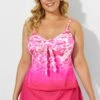 Pink Tie Front Tankini With Sorbet Side Slit Skirt -Maraluxe Swimwear Shop b sftan2003032 1