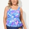 Hibiscus Printed Side Tie Blouson Tankini Top 2 Hibiscus Printed Side Tie Blouson Tankini Top -Maraluxe Swimwear Shop b sftan2003044 1