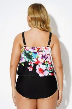 Floral Printed Loop Strap Blouson Tankini Top 7 Floral Printed Loop Strap Blouson Tankini Top -Maraluxe Swimwear Shop b sftan2003047 2