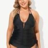 Black Deep V-Neck Self-Tie Plunge Tankini Set -Maraluxe Swimwear Shop b sftan2003052 1
