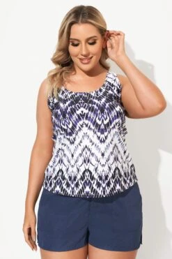 Tie Dye Zigzag Classic Lightweight Tankini Top
