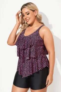 Black Pink Dot Tiered-Ruffle Tankini Set -Maraluxe Swimwear Shop b sftan2003097 4