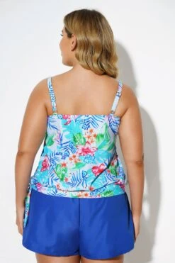 Tropical Floral Printed Elegant Tankini Top -Maraluxe Swimwear Shop b sftan2003137 2