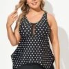 Black Dots Classic Handkerchief-Hem Tankini Top 1 Black Dots Classic Handkerchief-Hem Tankini Top -Maraluxe Swimwear Shop b sftan2003146 1