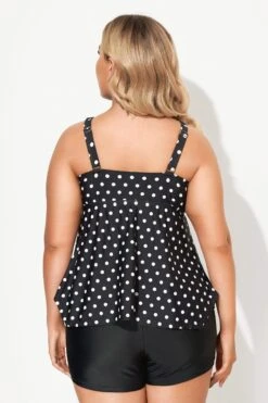 Black Dots Classic Handkerchief-Hem Tankini Top -Maraluxe Swimwear Shop b sftan2003146 3
