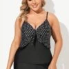 Black Dots Sweetheart Neck Tie Front Tankini Top -Maraluxe Swimwear Shop b sftan2003149 1