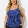 Blue Scoopneck Adjustable Straps Purple Dot Tankini Top 1 Blue Scoopneck Adjustable Straps Purple Dot Tankini Top -Maraluxe Swimwear Shop b sftan2003237 11