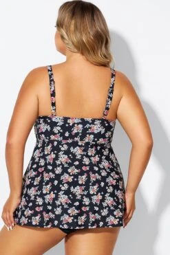 Floral Print V-Neck Adjustable Straps Tankini Top -Maraluxe Swimwear Shop b sftan2003334 2