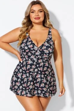 Floral Print V-Neck Adjustable Straps Tankini Top -Maraluxe Swimwear Shop b sftan2003334 3