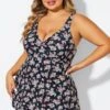 Floral Print V-Neck Adjustable Straps Tankini Top -Maraluxe Swimwear Shop b sftan2003334 4