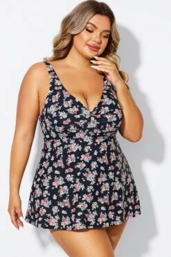 Floral Print V-Neck Adjustable Straps Tankini Top -Maraluxe Swimwear Shop b sftan2003334 6