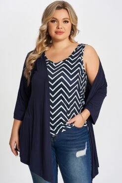Navy Bias Stripe Layered 2-in-1 Tunic -Maraluxe Swimwear Shop c top001001 3
