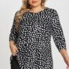 Black Dot Three Quarter Sleeves Tunic -Maraluxe Swimwear Shop c top002001 1