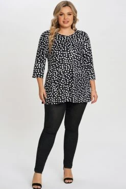 Black Dot Three Quarter Sleeves Tunic -Maraluxe Swimwear Shop c top002001 3