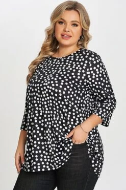Black Dot Three Quarter Sleeves Tunic -Maraluxe Swimwear Shop c top002001 5