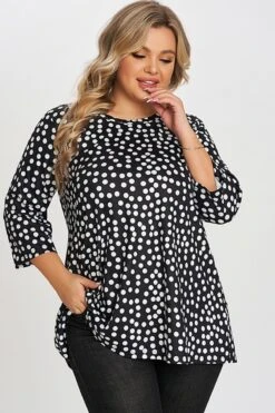 Black Dot Three Quarter Sleeves Tunic -Maraluxe Swimwear Shop c top002001 6