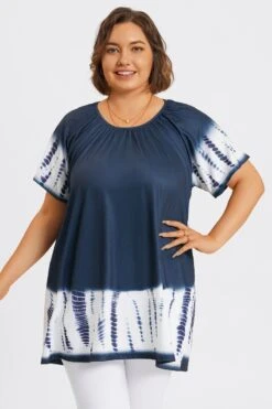 Tie-Dye Gauze Ruffle Short Sleeves Tunic -Maraluxe Swimwear Shop c top042001 3