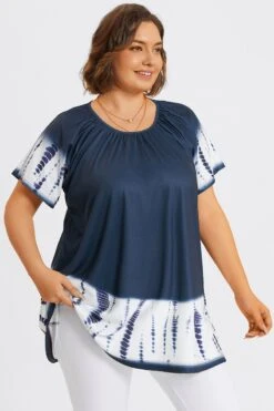 Tie-Dye Gauze Ruffle Short Sleeves Tunic -Maraluxe Swimwear Shop c top042001 5