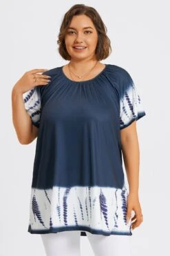 Tie-Dye Gauze Ruffle Short Sleeves Tunic -Maraluxe Swimwear Shop c top042001 6
