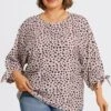 Leopard Print 3/4 Tie-Sleeve Blouse -Maraluxe Swimwear Shop c top043001 1
