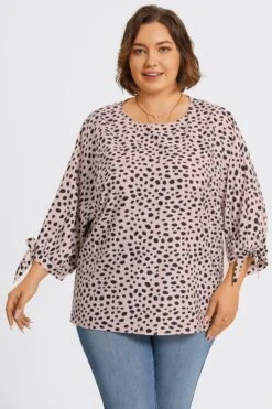 Leopard Print 3/4 Tie-Sleeve Blouse 11 Leopard Print 3/4 Tie-Sleeve Blouse -Maraluxe Swimwear Shop c top043001 4