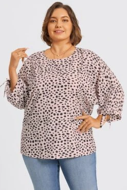 Leopard Print 3/4 Tie-Sleeve Blouse 13 Leopard Print 3/4 Tie-Sleeve Blouse -Maraluxe Swimwear Shop c top043001 5