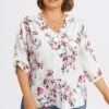 V-Neck Floral Print Pullover 3/4 Sleeve Blouse 1 V-Neck Floral Print Pullover 3/4 Sleeve Blouse -Maraluxe Swimwear Shop c topbc029001 1