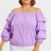 Lavender Off Shoulder Elastic Long Sleeves Top -Maraluxe Swimwear Shop c topbc035001 1