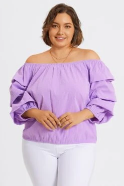Lavender Off Shoulder Elastic Long Sleeves Top 10 Lavender Off Shoulder Elastic Long Sleeves Top -Maraluxe Swimwear Shop c topbc035001 3
