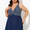 Navy And White Stripe Wrap Front Swimdress -Maraluxe Swimwear Shop dsc00049