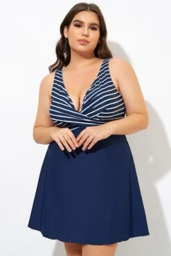 Navy And White Stripe Wrap Front Swimdress 11 Navy And White Stripe Wrap Front Swimdress -Maraluxe Swimwear Shop dsc00061