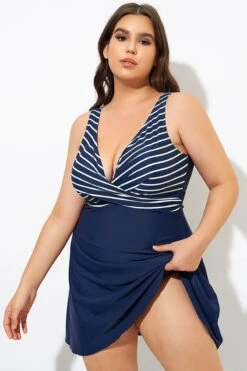 Navy And White Stripe Wrap Front Swimdress 12 Navy And White Stripe Wrap Front Swimdress -Maraluxe Swimwear Shop dsc00070
