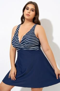 Navy And White Stripe Wrap Front Swimdress 13 Navy And White Stripe Wrap Front Swimdress -Maraluxe Swimwear Shop dsc00079