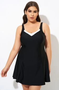 Classic Wide Straps Sweetheart Neckline Swimdress